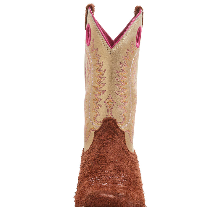 Ariat Kids Derby Monroe Terracotta Roughout and Royal Gold Metallic Boot