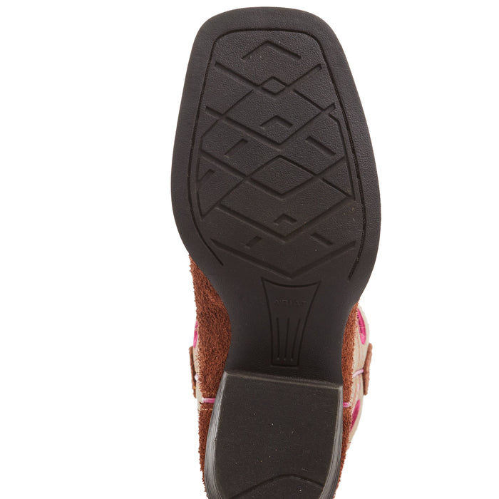 Ariat Kids Derby Monroe Terracotta Roughout and Royal Gold Metallic Boot