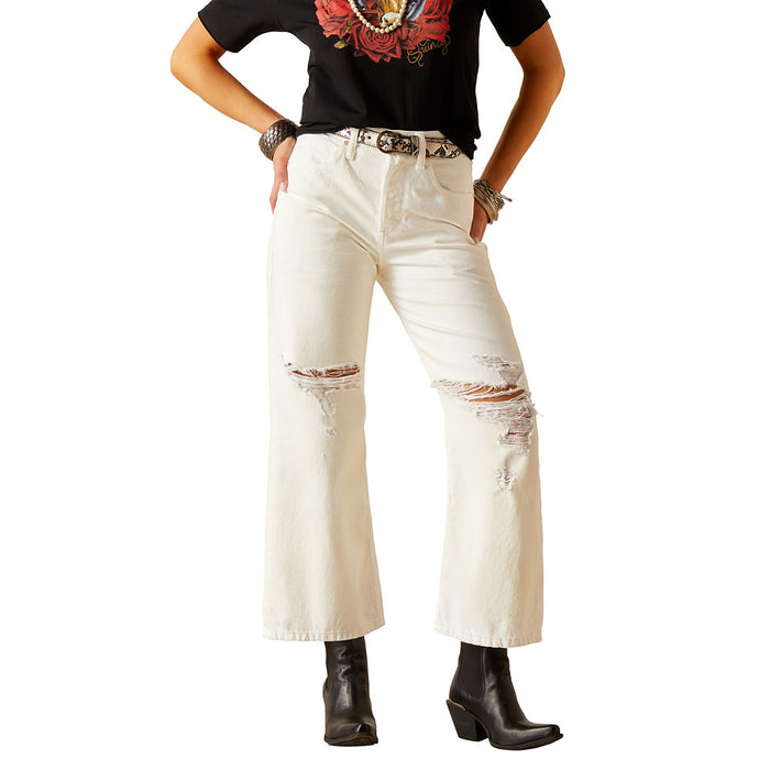 Ariat Women's Tomboy White Wide Leg Crop Jeans