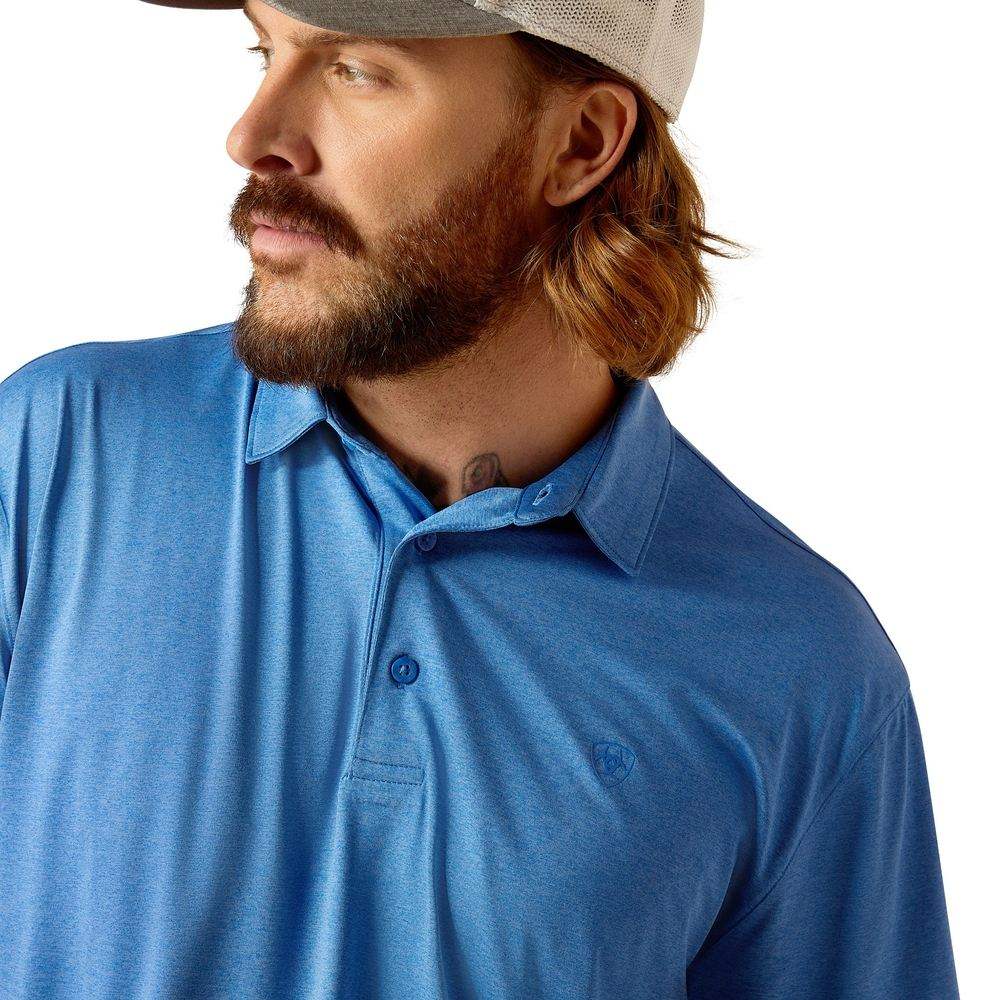 Ariat Mens Charger 2.0 Turkish Blue Polo Short Sleeve Shirt