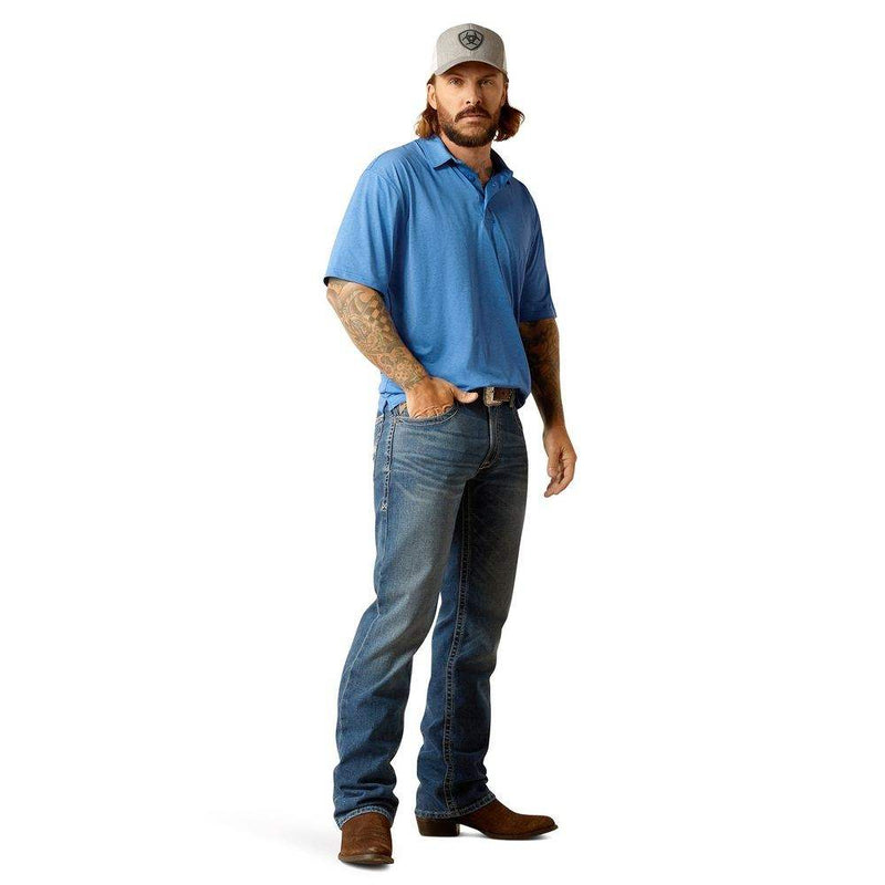 Ariat Mens Charger 2.0 Turkish Blue Polo Short Sleeve Shirt