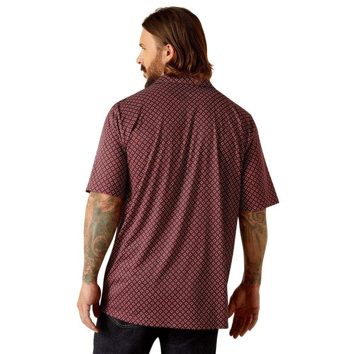 Ariat Mens Printed Dark Redwood Polo