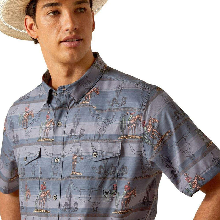 Ariat Mens Fitted VentTek Grey Shirt