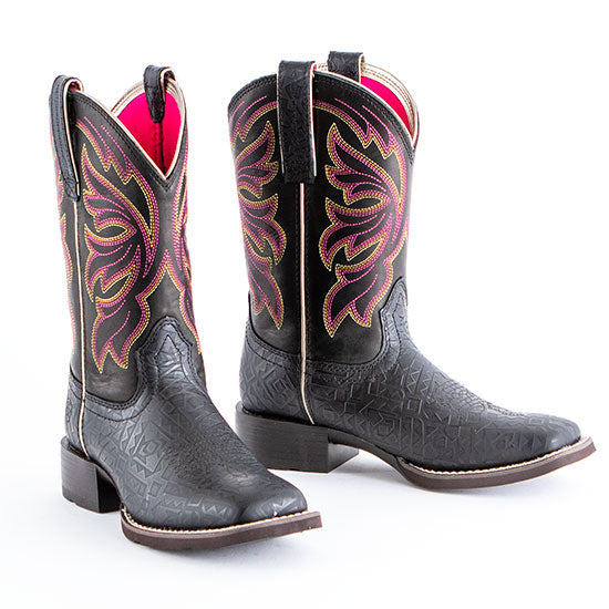Ariat Women's Buckley Black Blanket Embossed Square Toe Western Boot