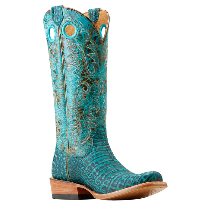 Ariat Women`s Turquoise Sueded Caiman Belly Vamp Futurity Boon Cowgirl Boot