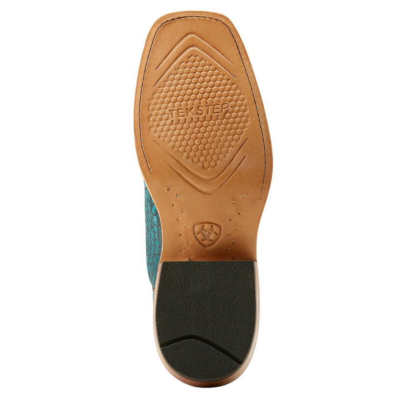 Ariat Women`s Turquoise Sueded Caiman Belly Vamp Futurity Boon Cowgirl Boot