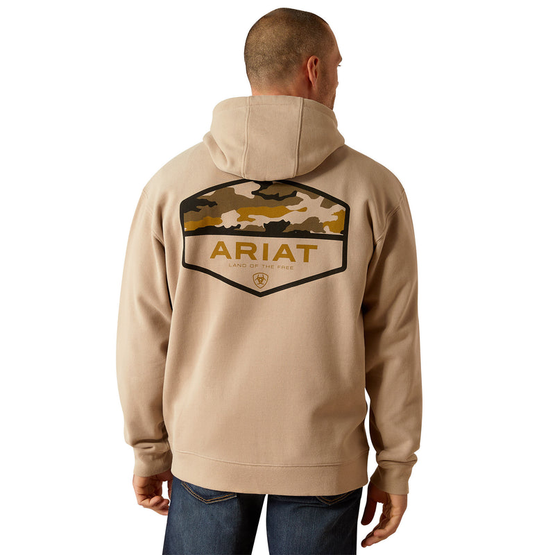 Ariat Mens Beige Camo Hex Hoodie