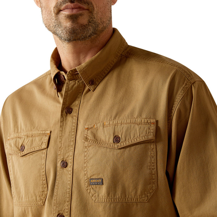 Ariat Men's Rebar Washed Twill Khaki Work Shirt