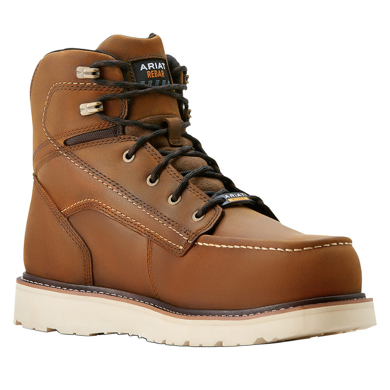 Ariat Men`s Rebar Waterproof 6In Wedge Composite Moc Toe Work Boot