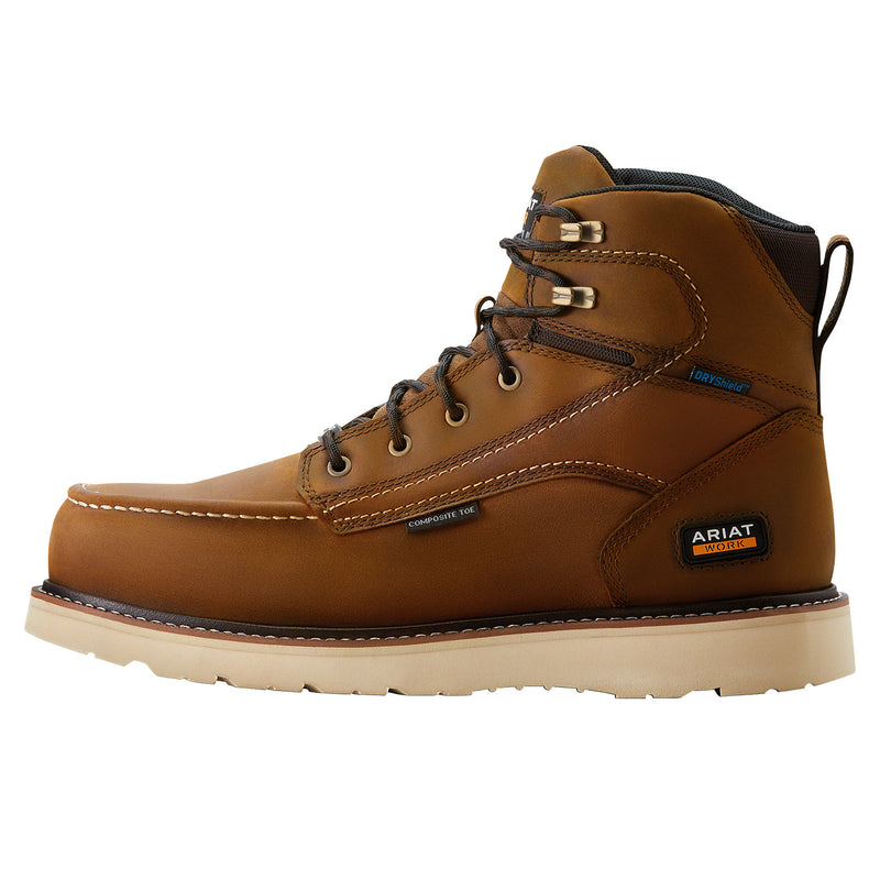 Ariat Men`s Rebar Waterproof 6In Wedge Composite Moc Toe Work Boot