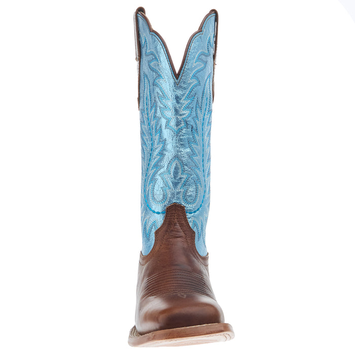 Ariat Womens Frontier Tilley Dapper Tan with Surf Blue Top Western Boot