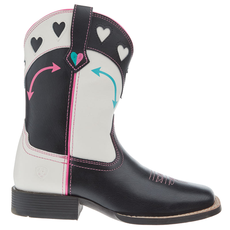 Ariat Youth Round Up Hearts Madison Avenue and Classic White Shaft Cowgirl Boot