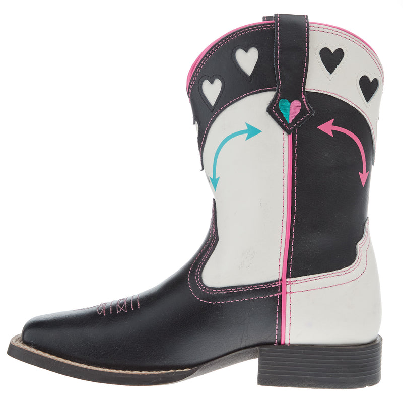 Ariat Youth Round Up Hearts Madison Avenue and Classic White Shaft Cowgirl Boot