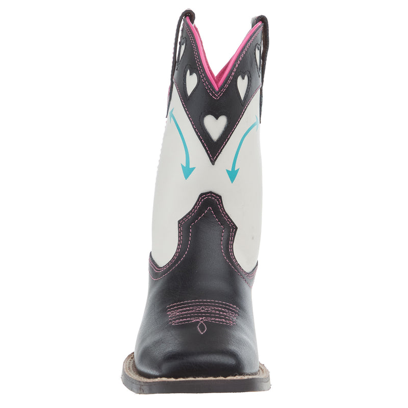 Ariat Youth Round Up Hearts Madison Avenue and Classic White Shaft Cowgirl Boot