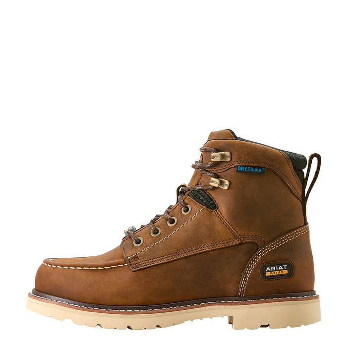 Ariat Women's Rebar Lift Distressed Brown 6in Waterproof Round Soft Toe Work Boot