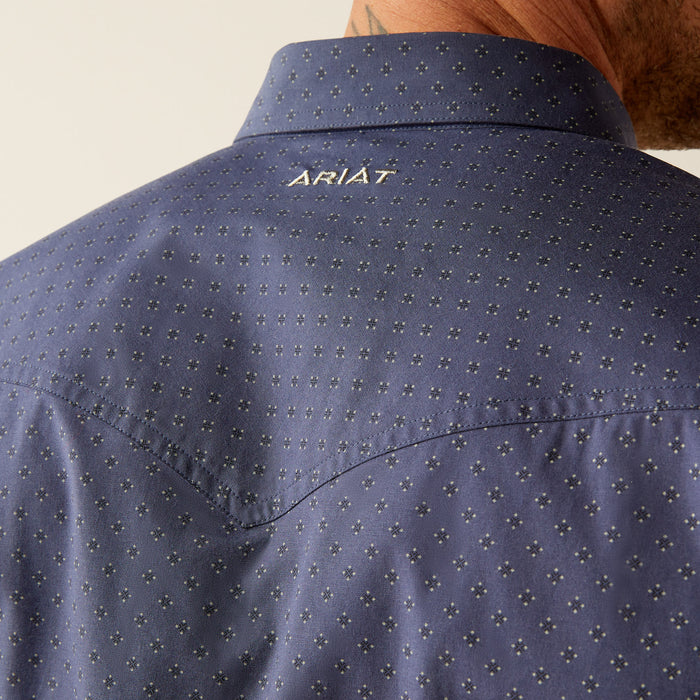 Relentless By Ariat Mens Navy Print Long Sleeve Snap Shirt