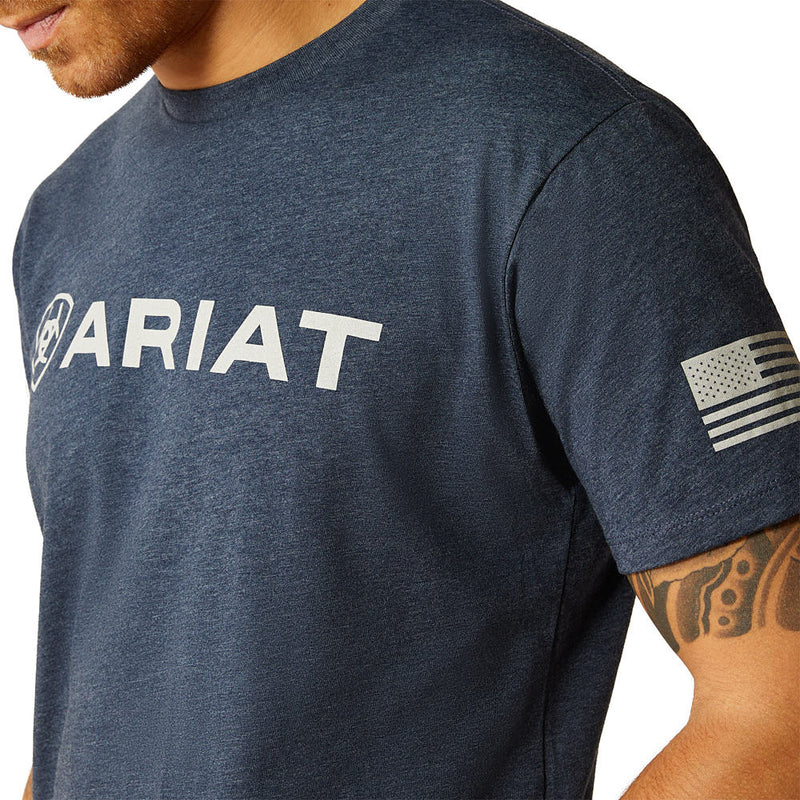 Ariat Men's Navy Shield Flag Tee Shirt