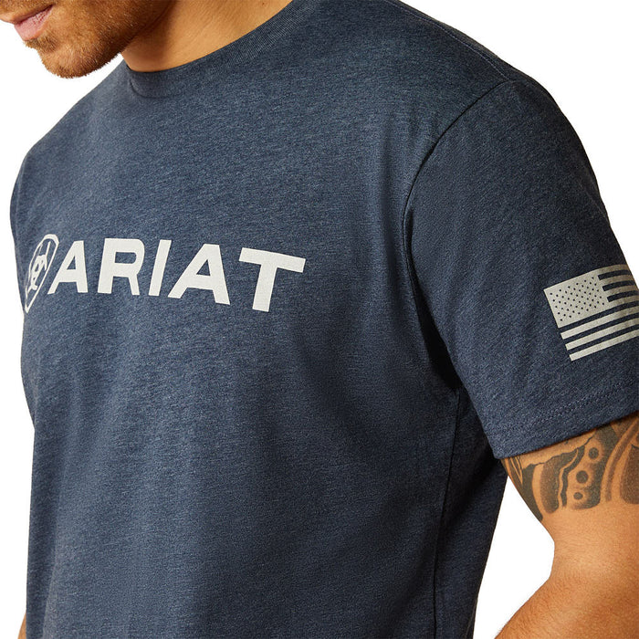 Ariat Men's Navy Shield Flag Tee Shirt