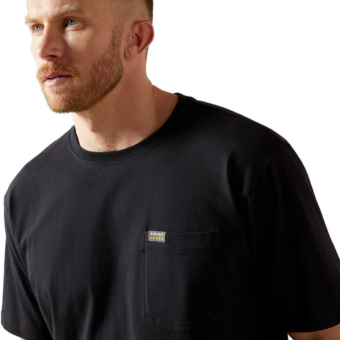 Ariat Men's Rebar Cotton Strong Black Pocket Tee Shirt