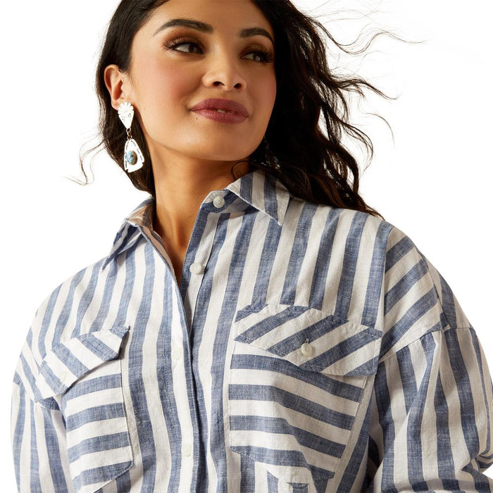 Ariat Women's Coastal Stripe Baggy Button Up Shirt