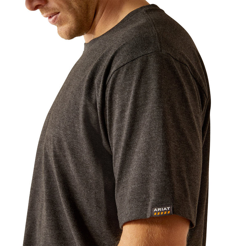 Ariat Men's Rebar Charcoal Cotton Strong Logo Tee Shirt