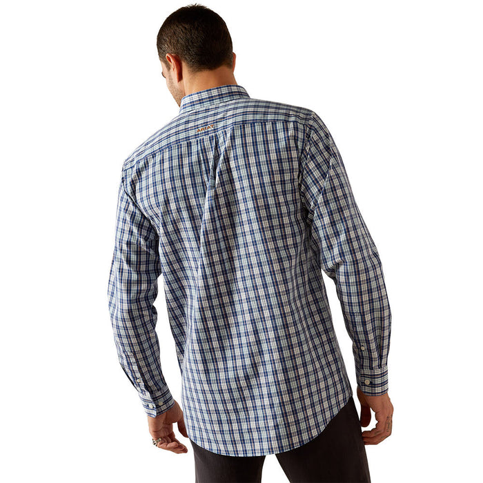 Ariat Mens Bronson Blue Plaid Wrinkle Free Long Sleeve Shirt