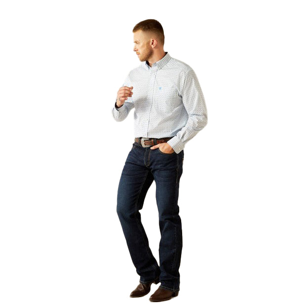 Ariat Mens Blue Barker Wrinkle Free Shirt