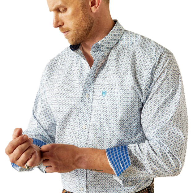 Ariat Mens Blue Barker Wrinkle Free Shirt