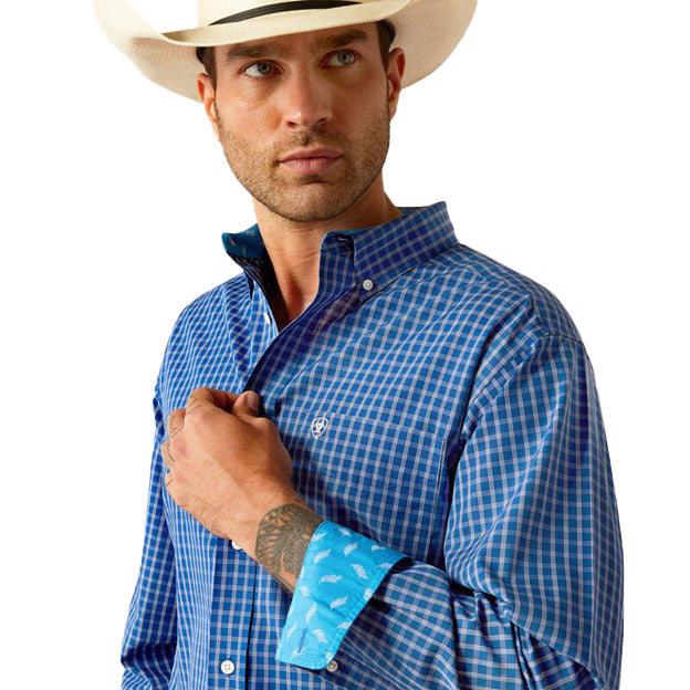 Ariat Mens Blair Navy Wrinkle Free Shirt