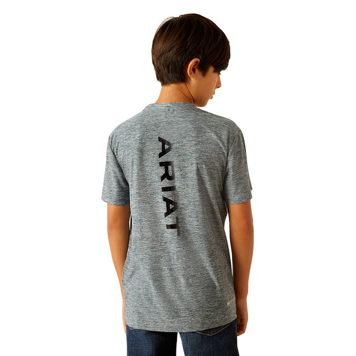 Ariat Boys Newsboy Blue Vertical Gradient Charger Short Sleeve Tee