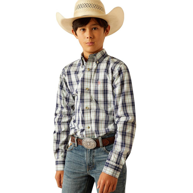 Ariat Boys Navy Plaid Pro Series Curtis Shirt