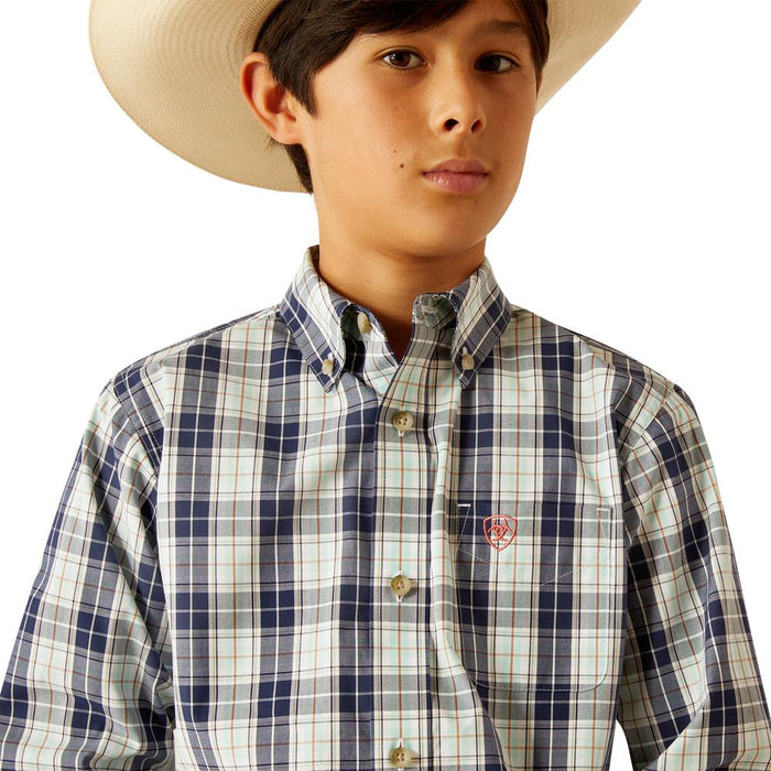 Ariat Boys Navy Plaid Pro Series Curtis Shirt