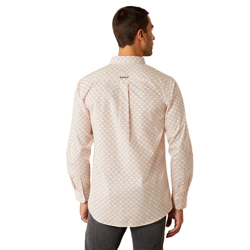 Ariat Mens Red Print Fitted Long Sleeve Button Down Shirt