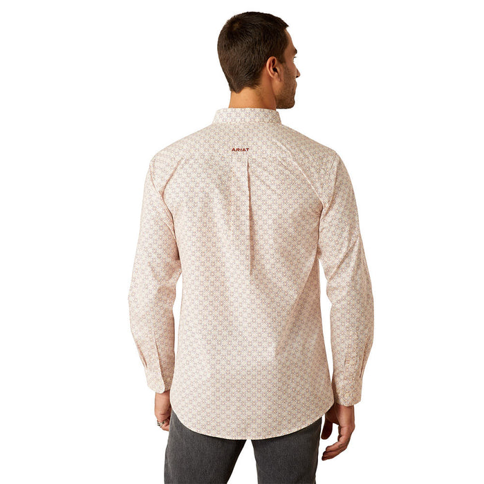 Ariat Mens Red Print Fitted Long Sleeve Button Down Shirt