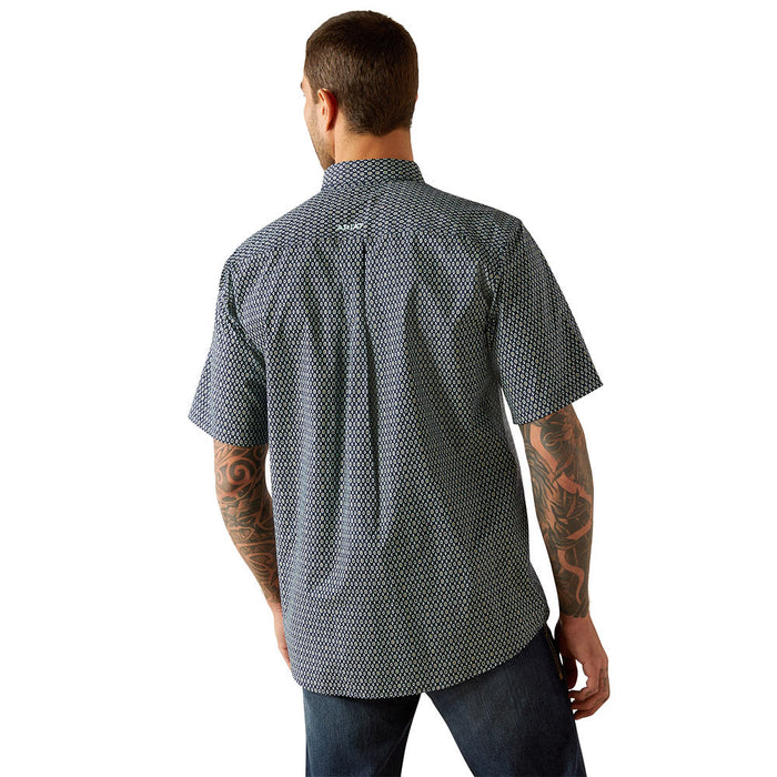 Ariat Men's Navy Print Classic Clark Short Sleeve Button Down Shirt