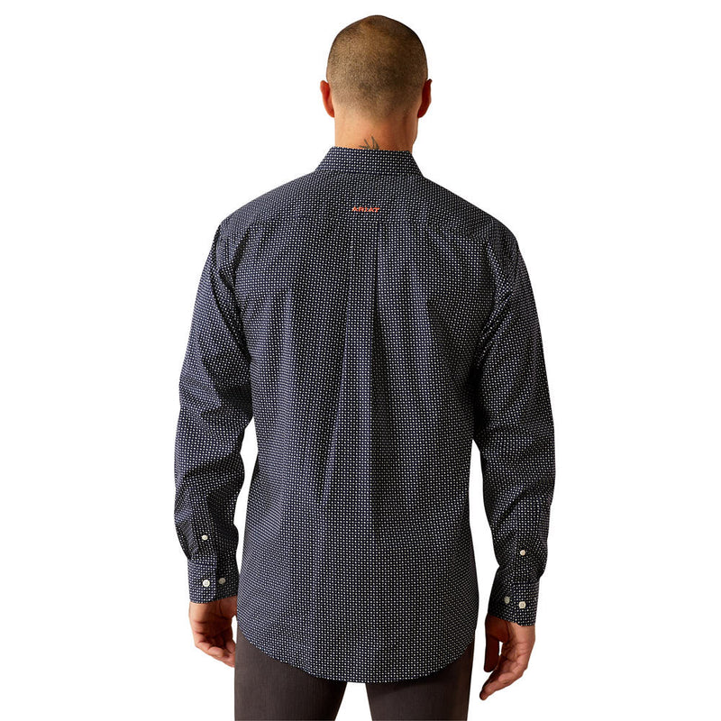 Ariat Men's Navy Print Orrell Wrinkle Free Long Sleeve Button Down Shirt