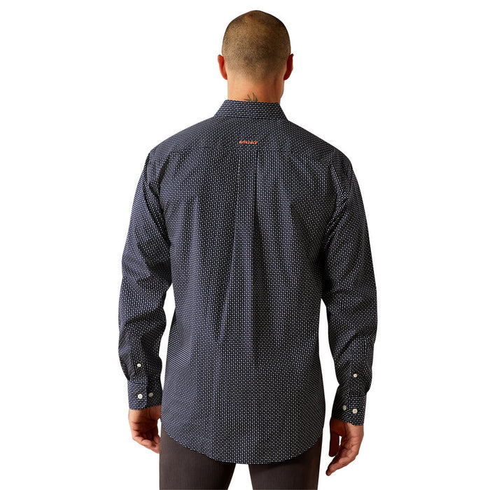 Ariat Men's Navy Print Orrell Wrinkle Free Long Sleeve Button Down Shirt