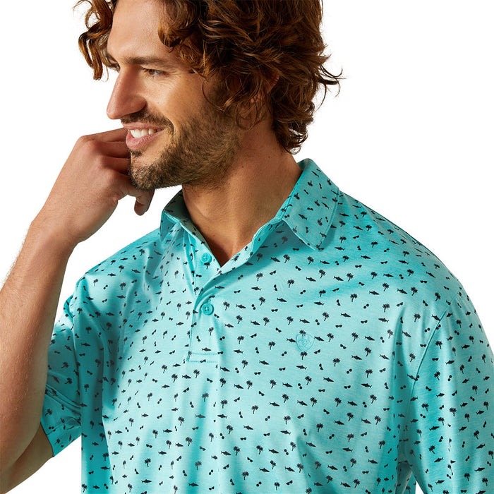 Ariat Mens Aqua Print 2.0 Short Sleeve Polo
