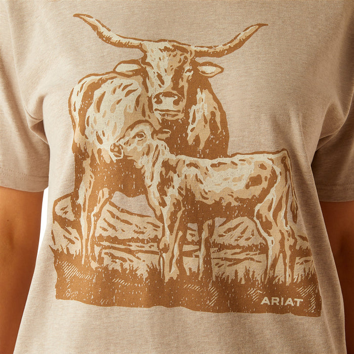 Ariat Womens Longhorn Oatmeal Tee