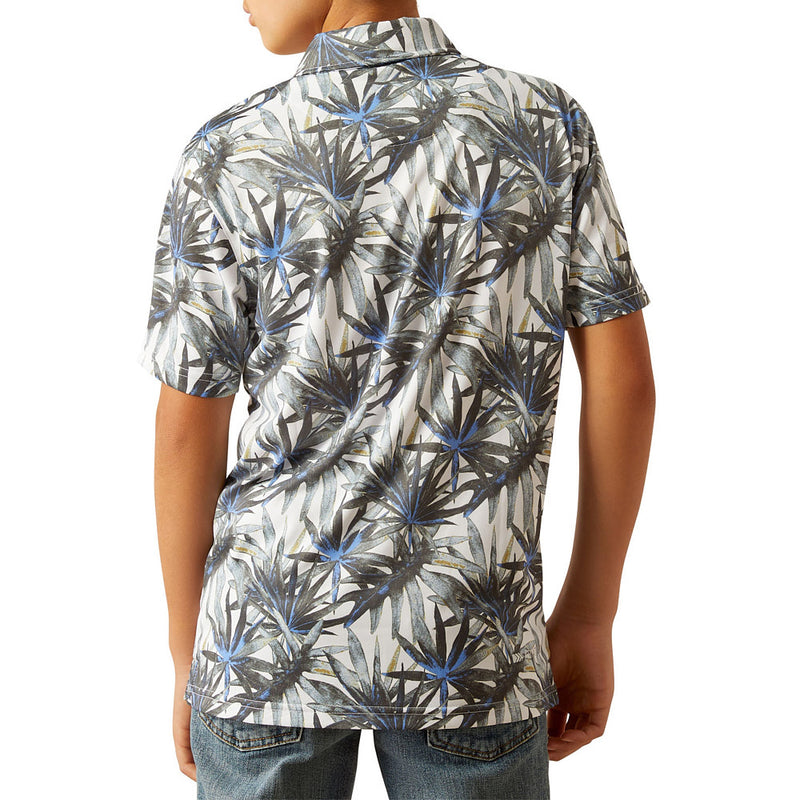 Ariat Boy's White Tropical Print Polo