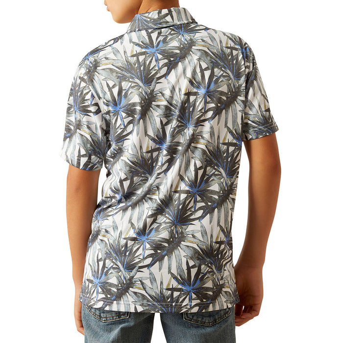 Ariat Boy's White Tropical Print Polo