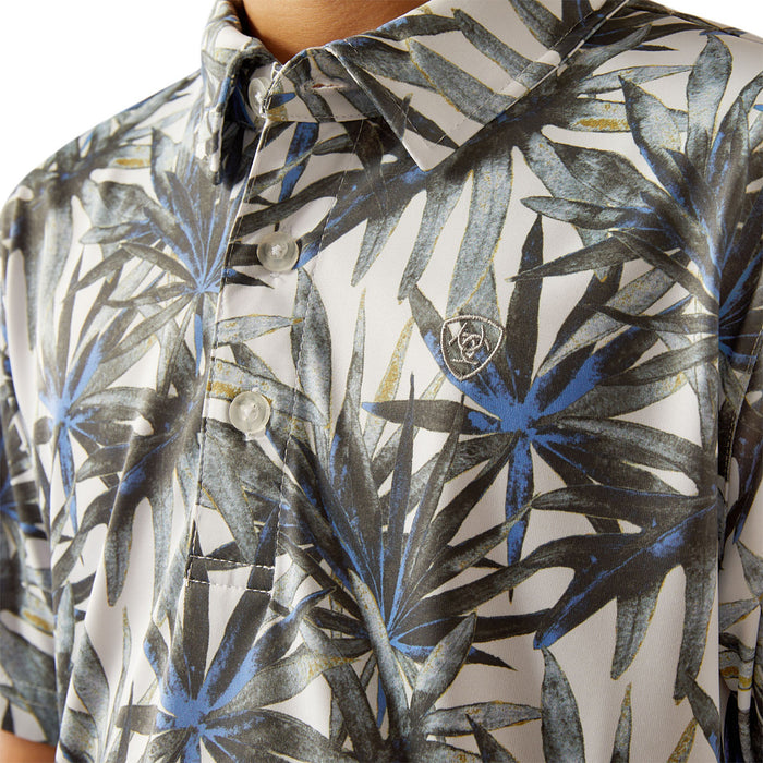Ariat Boy's White Tropical Print Polo