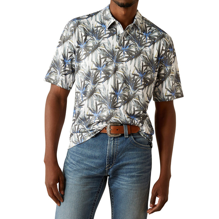 Ariat Mens White Tropical Print Polo