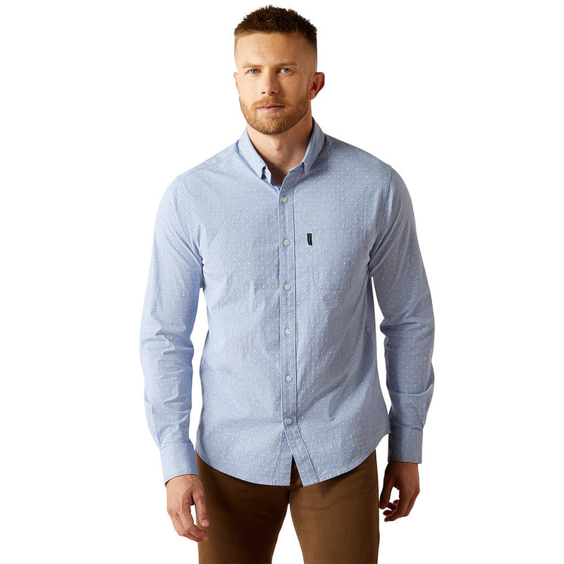 Ariat Mens Blue Milky Modern Long Sleeve Shirt