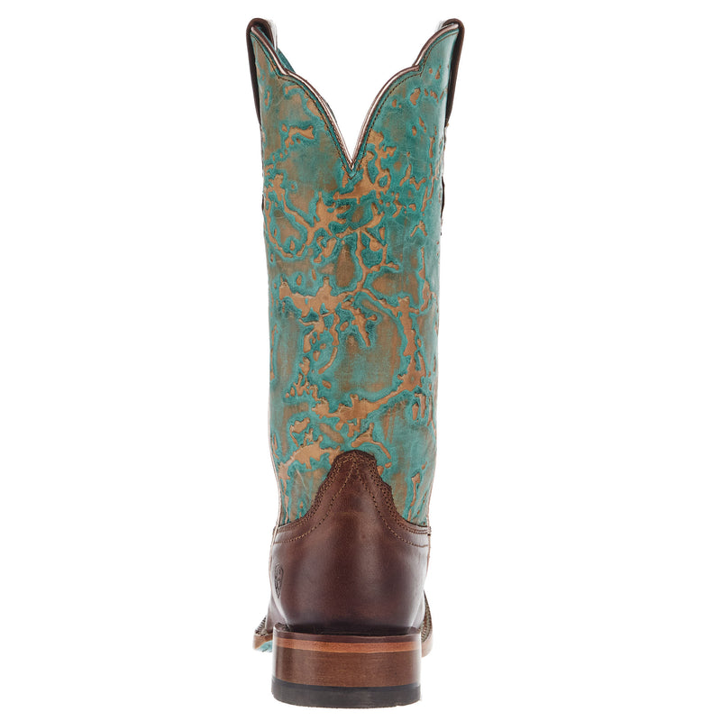Ariat Womens Frontier Honey Brown Vamp 12In Turquoise Patina Top Cowgirl Boots