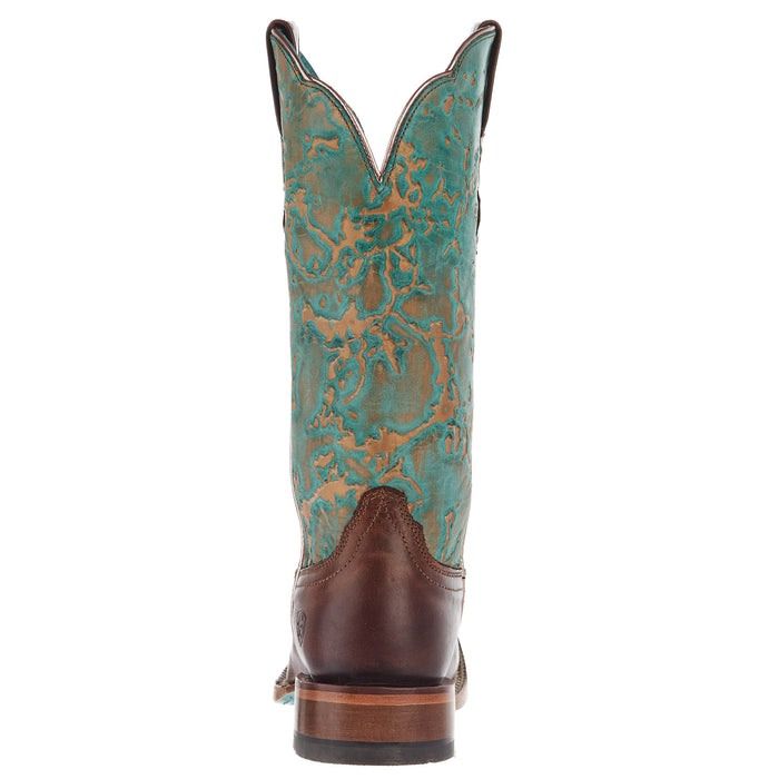 Ariat Womens Frontier Honey Brown Vamp 12In Turquoise Patina Top Cowgirl Boots