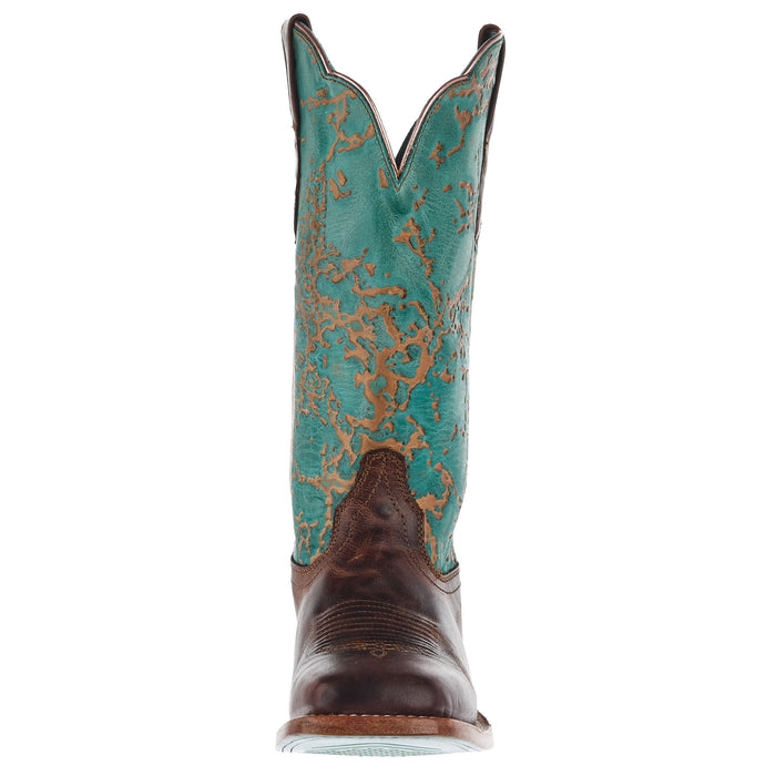 Ariat Womens Frontier Honey Brown Vamp 12In Turquoise Patina Top Cowgirl Boots
