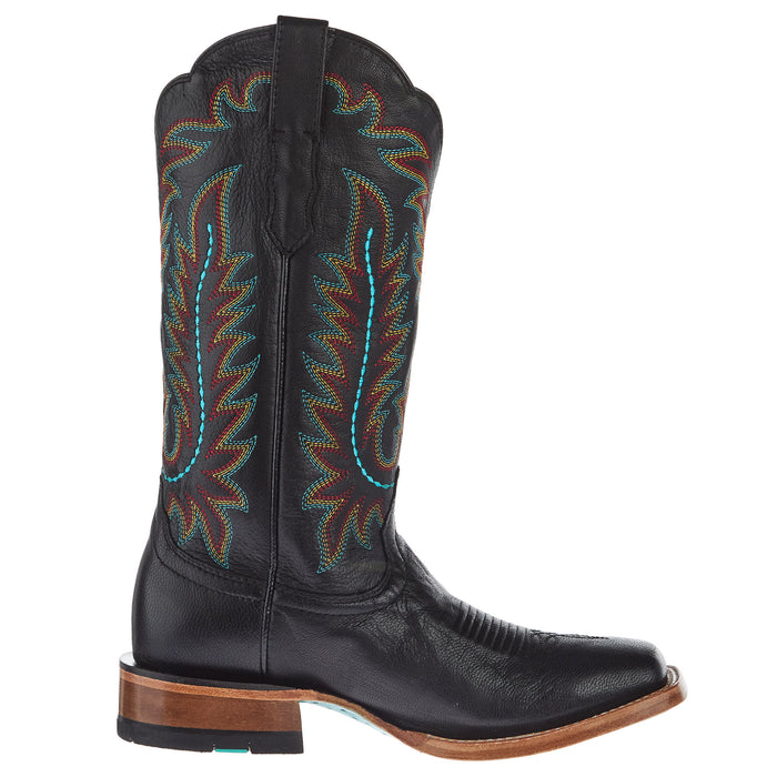 Ariat Womens Frontier Tilly Black Vamp 12In Black Embroidered Top Cowgirl Boots
