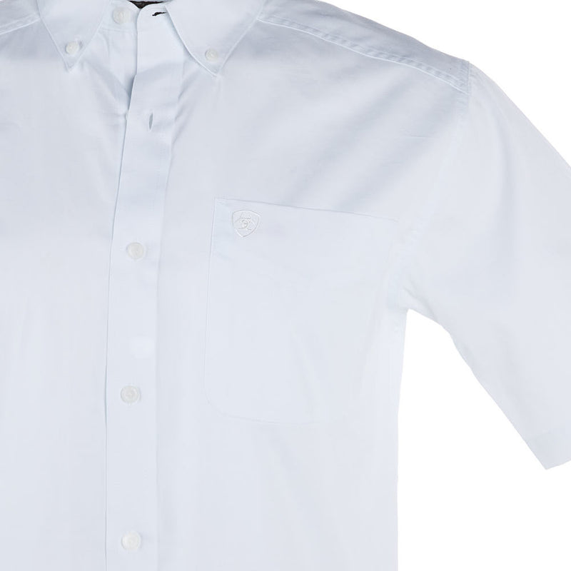 Ariat Men's White Solid Twill Short Sleeve Shirt