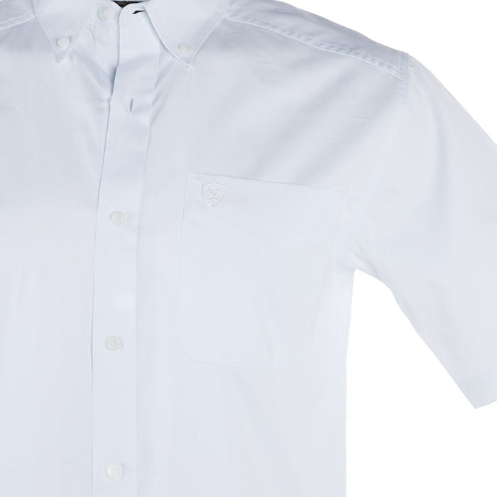 Ariat Men's White Solid Twill Short Sleeve Shirt